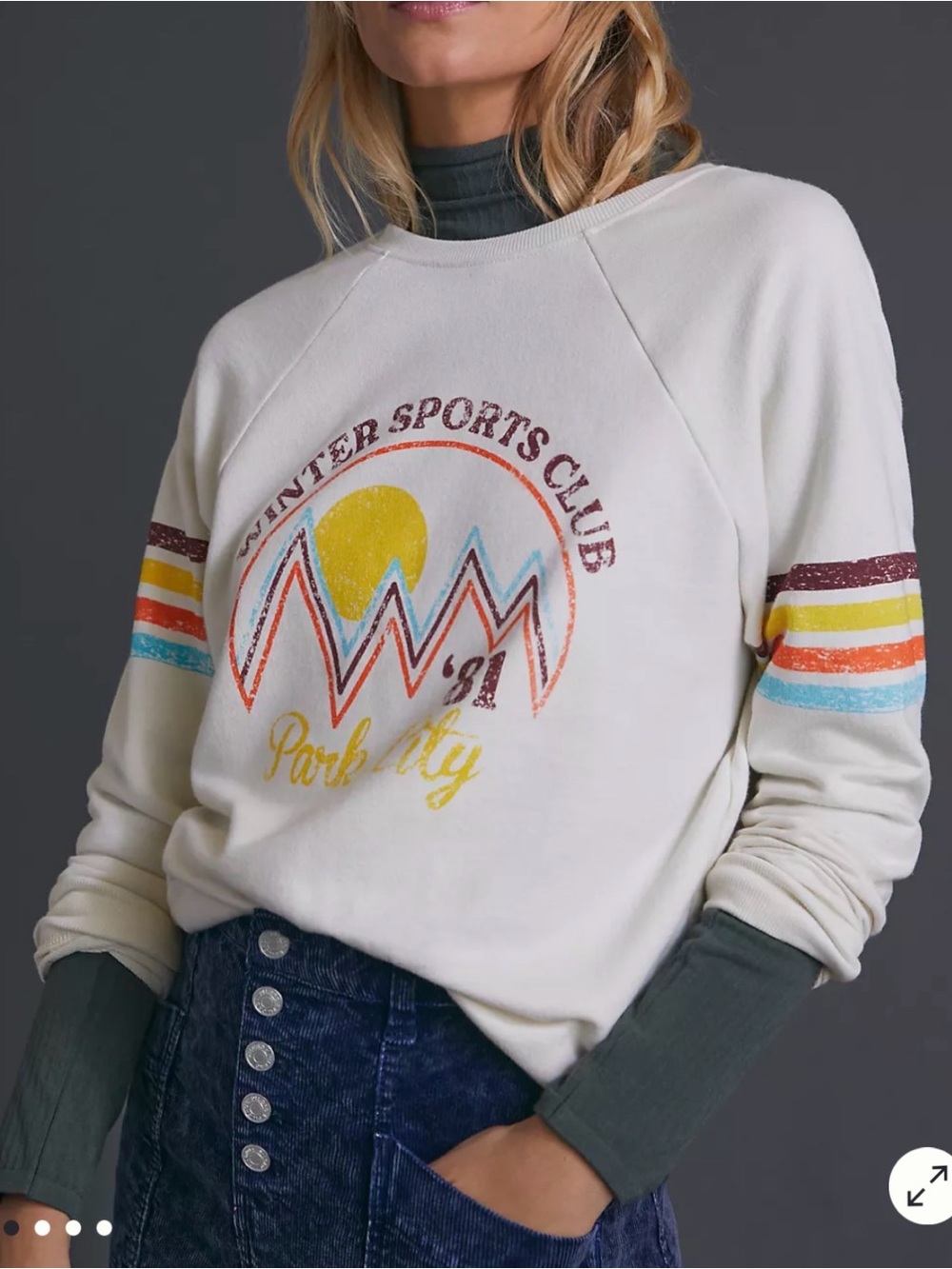 Anthropologie Back When Winter Sports Club Park City Sweatshirt Size M NWOT